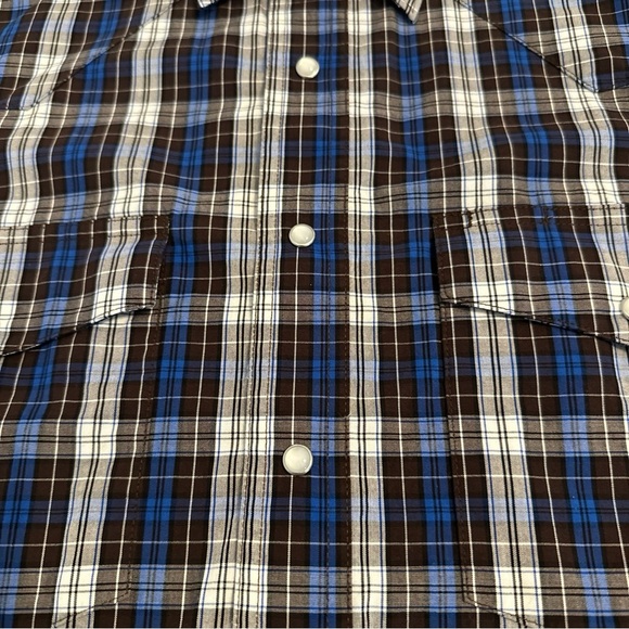 Wrangler Mens Shirt Size Medium Blue Plaid Pearl Snap Button Up Relaxed Western - Picture 4 of 14